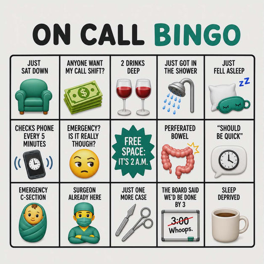 On Call Bingo Operating Room Ceramic Mug — Funny Healthcare Coffee Cup
