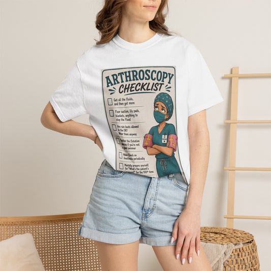 Arthroscopy Checklist Nurse T-shirt | Surgery Retro Tee