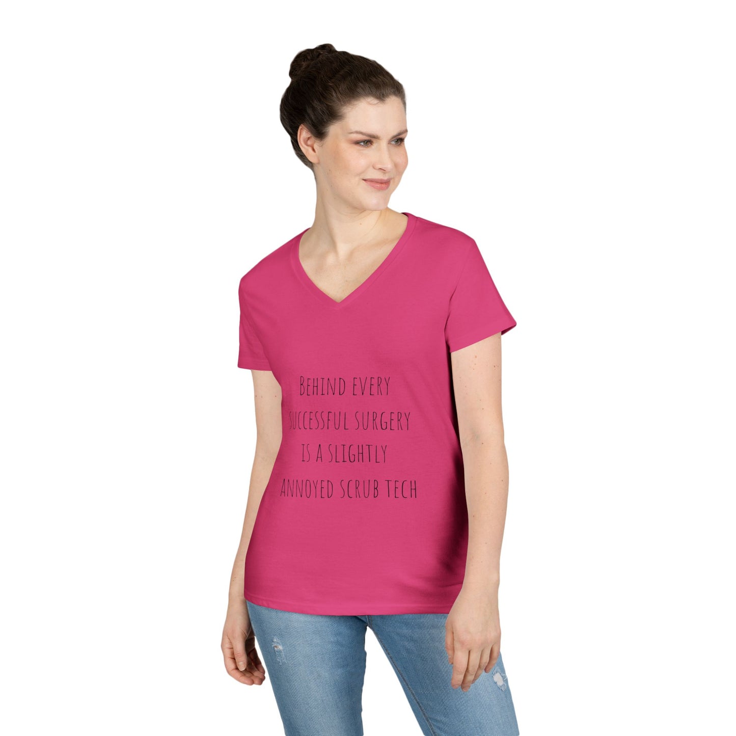 Scrub Tech V-Neck T-Shirt — "Behind Every Successful Surgery"