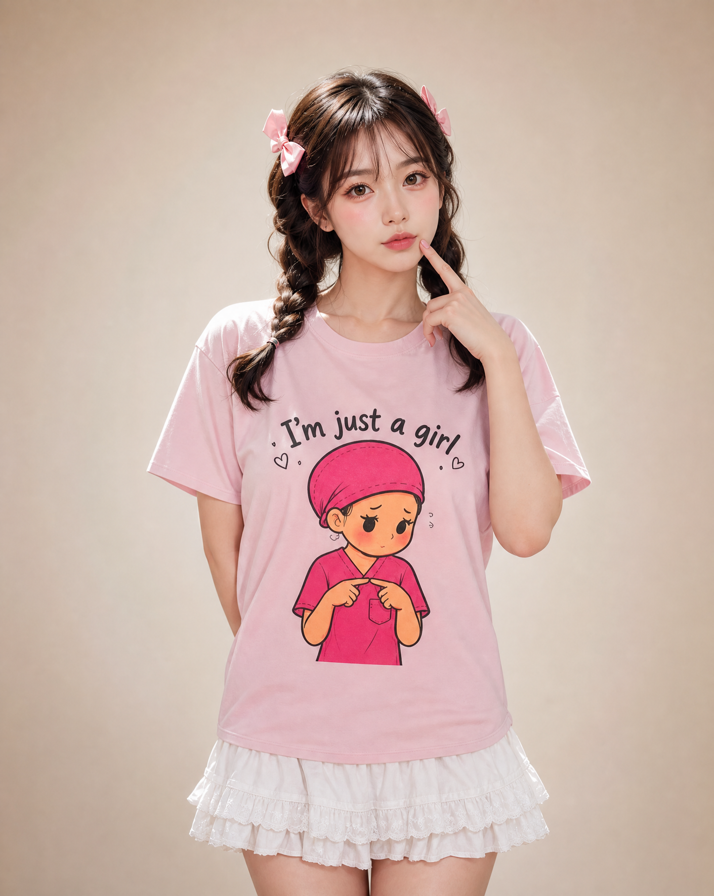 "I'm Just a Girl" Nurse T-Shirt — Pink Scrubs Graphic