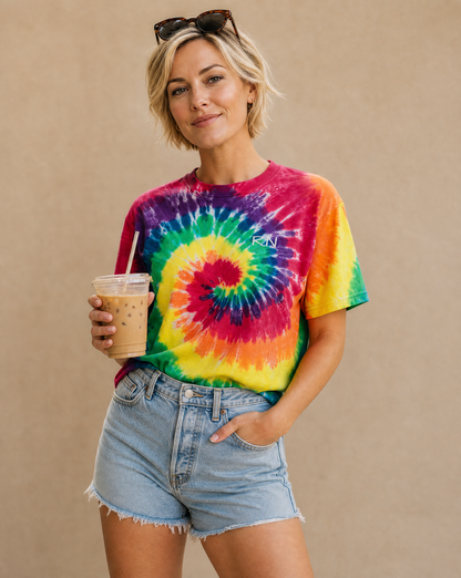 Embroidered "RN" Tie-Dye Oversized Tee