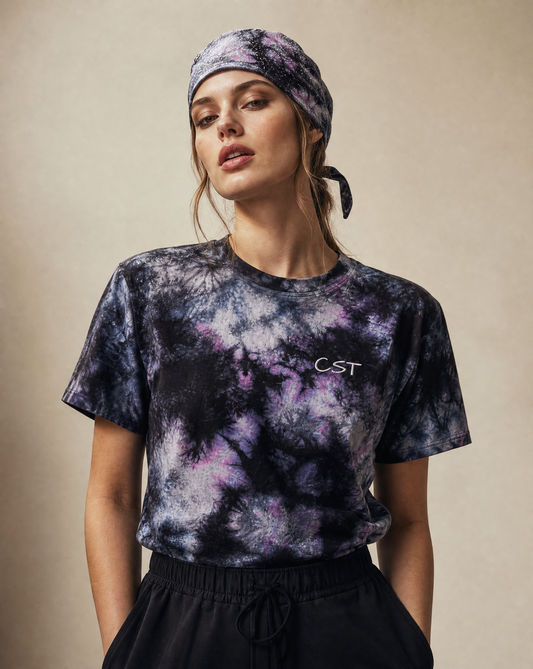 Embroidered "CST" Tie-Dye Oversized Tee