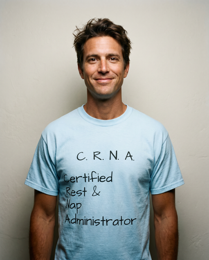 T-Shirt — "C.R.N.A. Certified Rest & Nap Administrator" Funny Nurse Tee